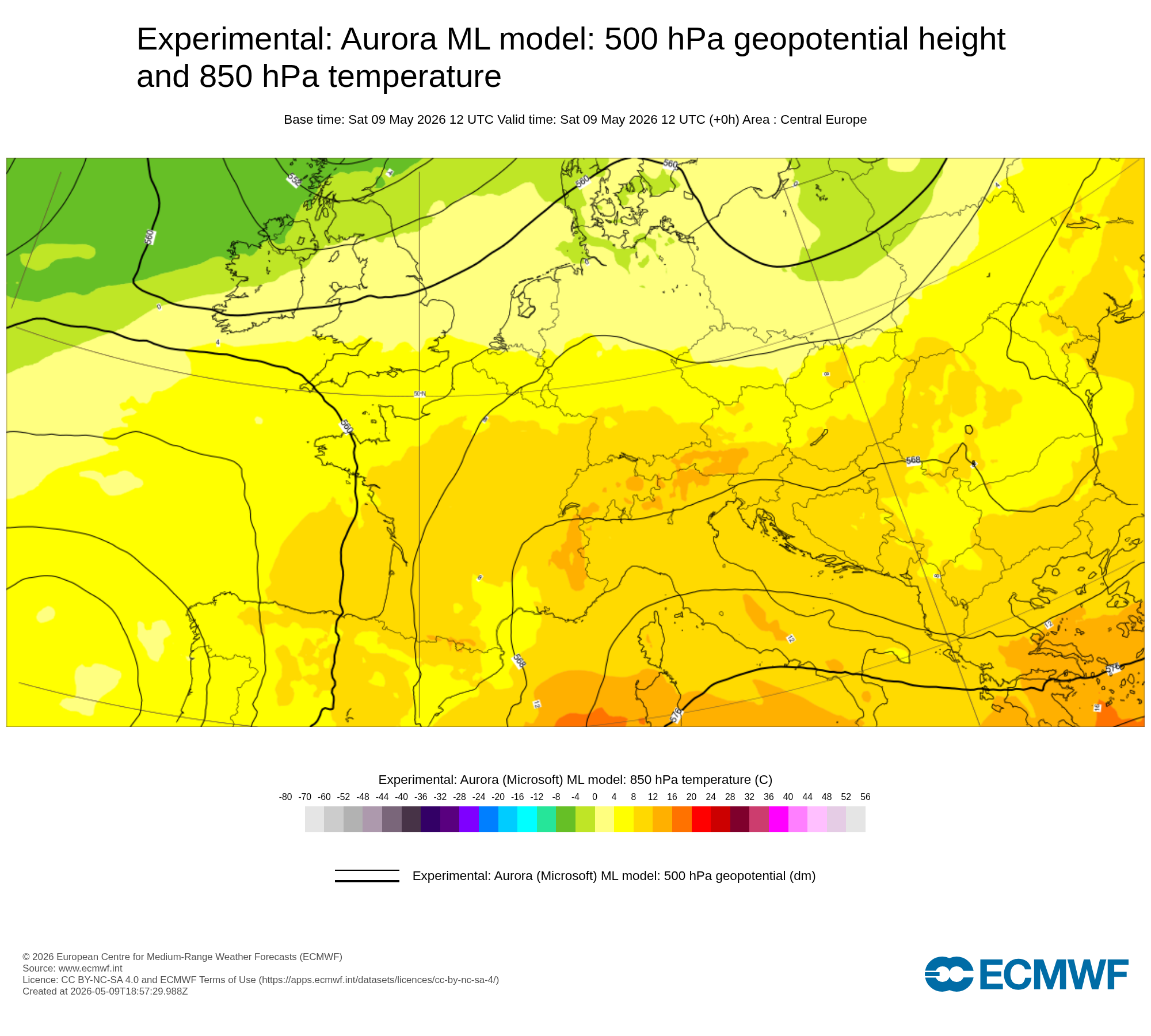 Aurora ML: Z500 und T850 (+000h: 09.05.2026 12Z)
