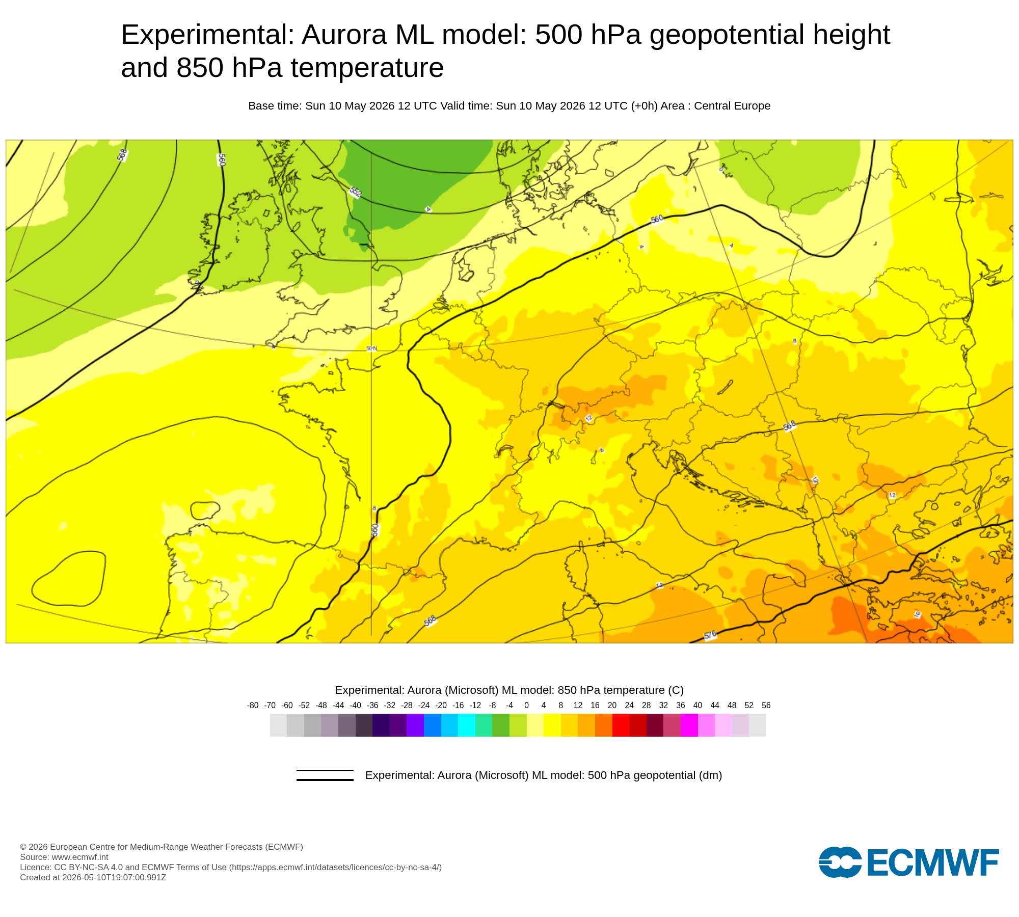 Aurora ML: Z500 und T850 (+000h: 10.05.2026 12Z)